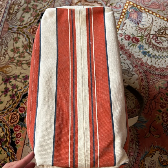 Jack Spade Large Canvas and Leather Orange Striped Tote - Picture 6 of 6